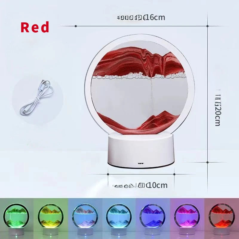 Lampe Sablier 3D en verre , 16 couleurs LED 