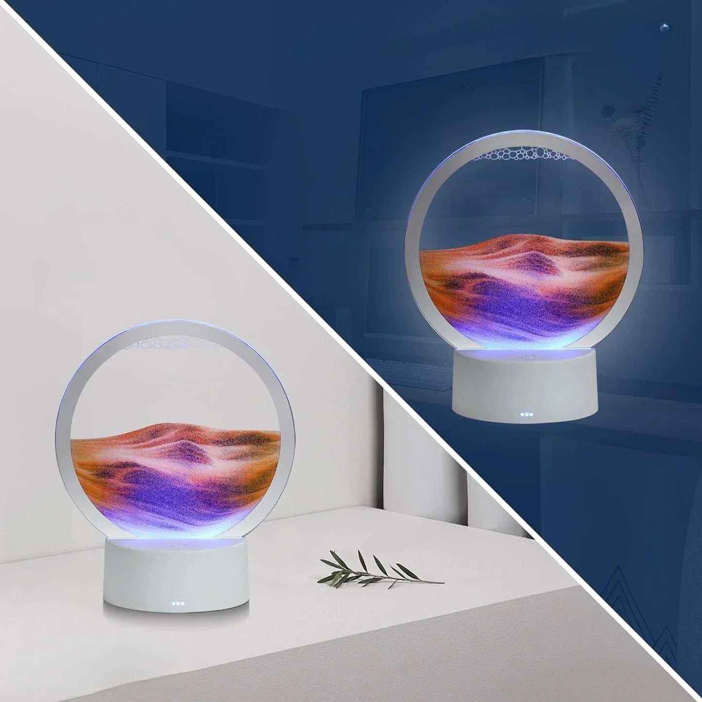 Lampe Sablier 3D en verre , 16 couleurs LED 